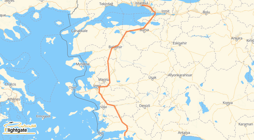 از استانبول به مارماریس با اتوبوس